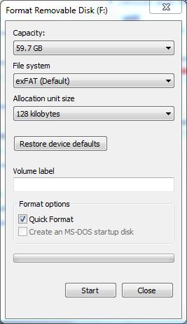 format 64gb flash drive to fat32